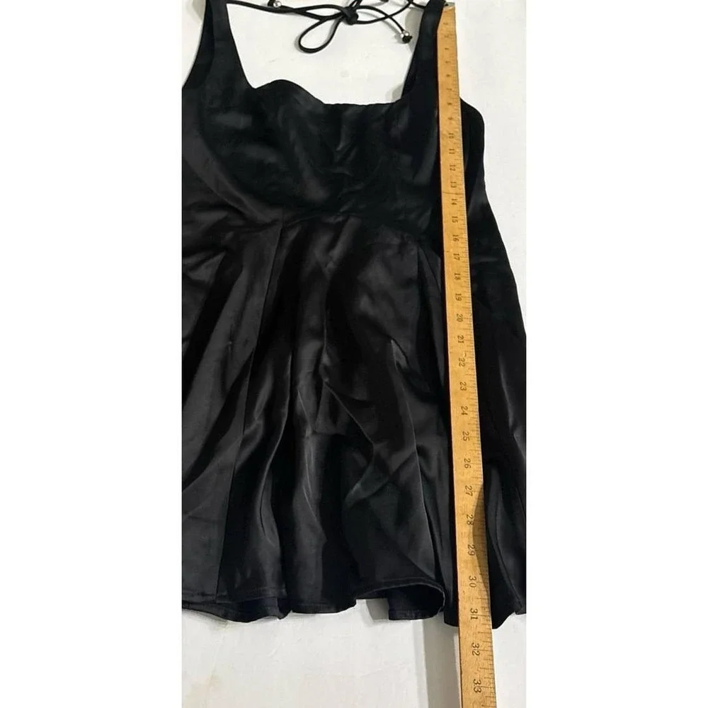 Free People, Mallory Satin Fit & Flare Black Mini Dress (Sz 8)